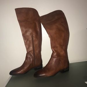 Brown leather boots